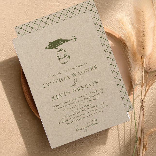 Rustikale Keule Rings Moss Green Kraft Brown Einladung (Von Creator hochgeladen)