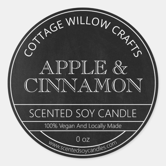 Rustikale Khalkboard Black Soy Candle Labels Runder Aufkleber (Vorderseite)