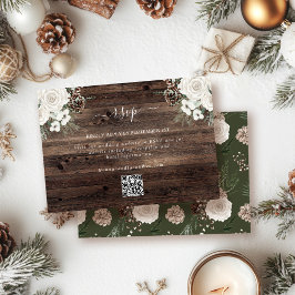 Rustikale Kiefer Winterhochzeit QR-Code RSVP-Karte RSVP Karte