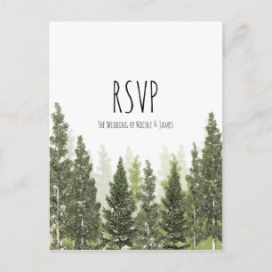 Rustikale Kiefern Bäume Einfache Landhochzeit RSVP Einladungspostkarte