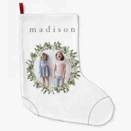 Rustikale Kiefern und Fotos mit Namen Großer Weihnachtsstrumpf