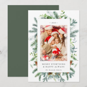 Rustikale Kiefernbeeren Foto Weihnachtskarte Feiertagskarte