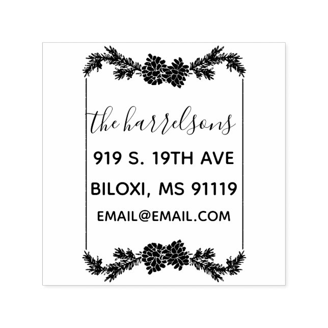 Rustikale Kiefernkone-Briefmarke Permastempel (Design)