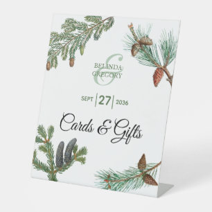 Rustikale Kiefernwälder Hochzeitskarten & Geschenk Sockelschild