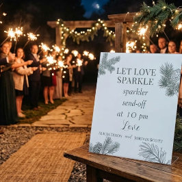 Rustikale Kiefernzweig-Grün-Hochzeit Sparkler  Sockelschild