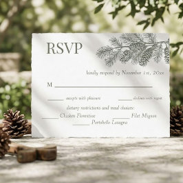 Rustikale Kiefernzweig-Grün-Hochzeits-RSVP-Antwort Postkarte