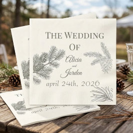 Rustikale Kiefernzweig-Grün-Hochzeitsservietten Serviette