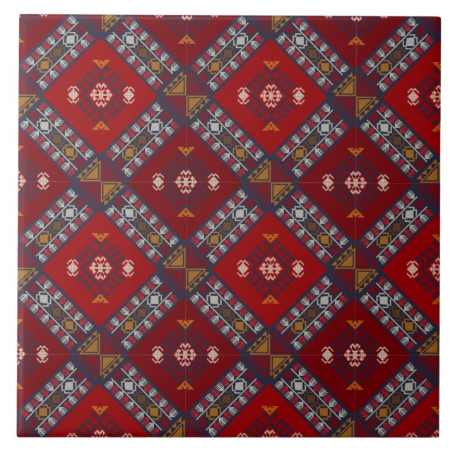 Rustikale Kilim Pattern-Wohngestaltung Fliese (Vorderseite)