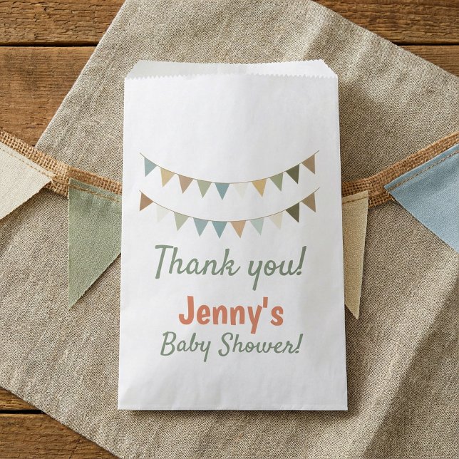 Rustikale Kinderdusche danke Geschenktütchen (Rustic bunting baby shower thank you favor bag.)