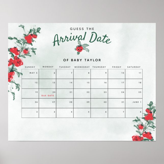 Rustikale Kinderdusche mit kleinen Tomaten Datum Poster (Vorne)