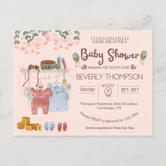 Rustikale Kindermädchen Babydusche Postkarte