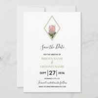 Rustikale King Protea Wedding rettet das Datum