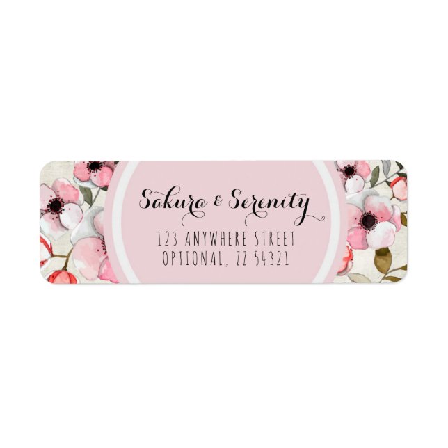 Rustikale Kirschblüten-Sakura-Rücksendeadresse (Vorne)