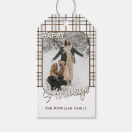 Rustikale Klasse Eleganter Karierter Musterurlaub Geschenkanhänger