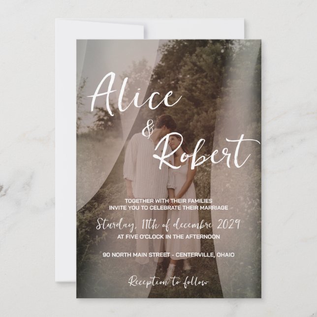 Rustikale Klassik Romantische Hochzeit Einladung (Vorderseite)