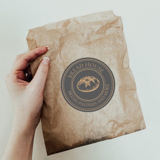 Rustikale, klassische Round-Stickers für Backwaren Runder Aufkleber (Von Creator hochgeladen)