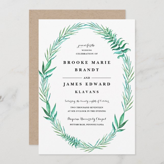 Rustikale Kleider-Grüne Einladung zur Hochzeit (Vorne/Hinten)