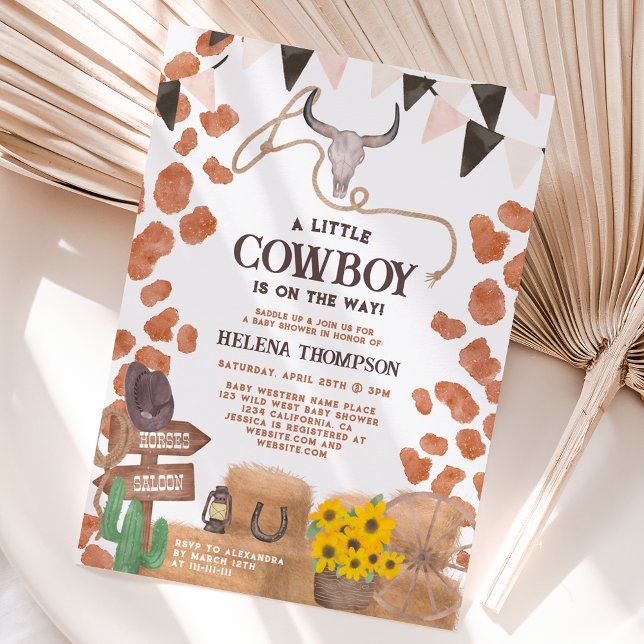 Rustikale kleine Cowboy-Western-Kuh Babydusche Einladung (Von Creator hochgeladen)