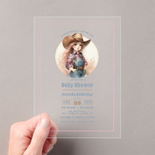 Rustikale kleine Cowgirl Western-Baby-Party Acryleinladungen