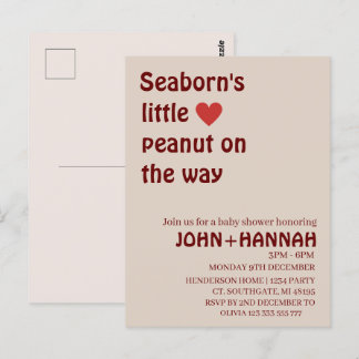 Rustikale kleine Erdnuss auf dem Weg Babydusche Postkarte