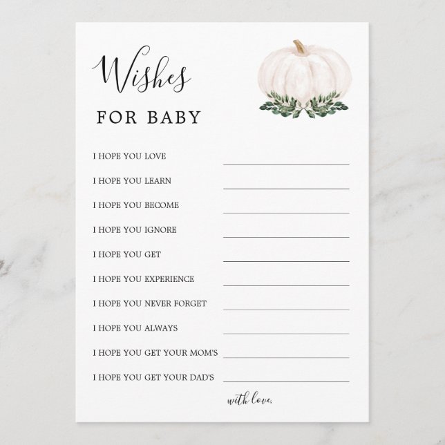 Rustikale Kleine Pumpkin Baby Dusche wünscht Hinweiskarte (Vorderseite)