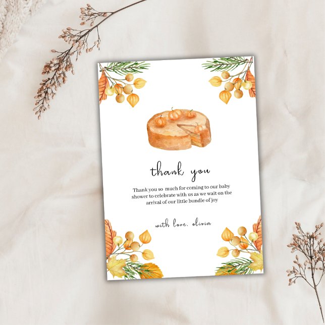 Rustikale kleine Süsse Pumpkin Pie Fall Baby Dusch Dankeskarte (Rustic Little Cutie Pumpkin Pie Fall Baby Shower Thank You Card)