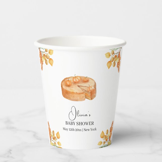 Rustikale kleine Süsse Pumpkin Pie Fall Baby Dusch Pappbecher (Vorderseite)