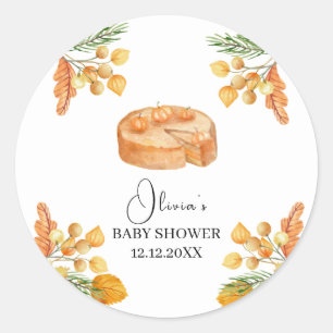 Rustikale kleine Süsse Pumpkin Pie Fall Baby Dusch Runder Aufkleber