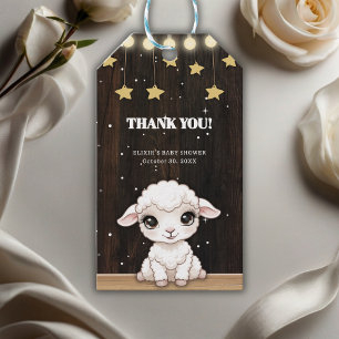 Rustikale kleine weiße Lamm-Baby-Party Geschenkanhänger