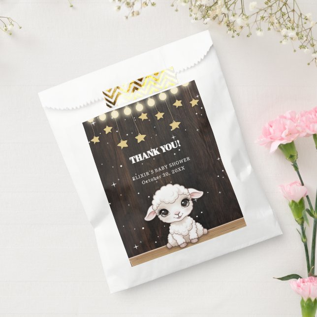 Rustikale kleine weiße Lamm-Babydusche Geschenktütchen (Versiegelt)