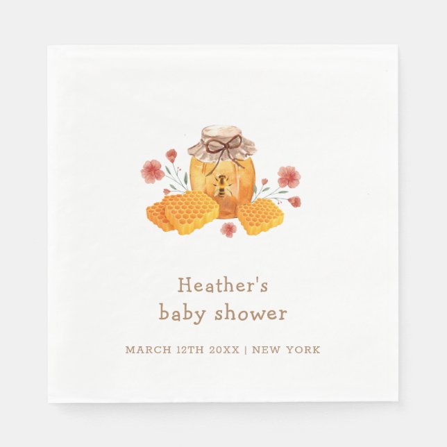 Rustikale Kleine Wildblume Honey Bee Baby Dusche Serviette (Vorderseite)
