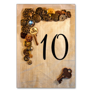 Rustikale Knopf-Tischnummern Tischnummer