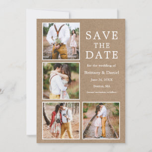 Rustikale Kraft 4 Foto Verlobung Save The Date