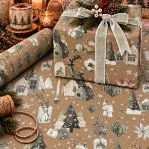 Rustikale Kraft Alles Skandinavisches Weihnachten Geschenkpapier