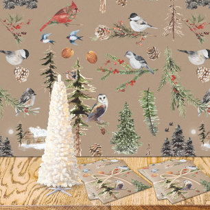 Rustikale Kraft Alles Woodland Winter Vögel Geschenkpapier
