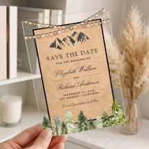 Rustikale Kraft Bergwald Hochzeit - Save the Date