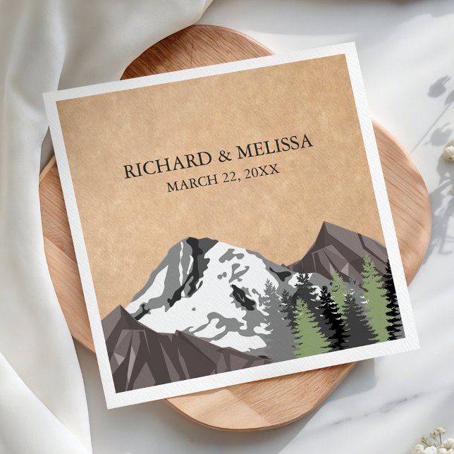 Rustikale Kraft-Bergwald-Hochzeit Serviette (Von Creator hochgeladen)