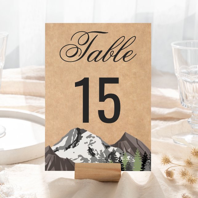 Rustikale Kraft-Bergwald-Hochzeit Tischnummer (Von Creator hochgeladen)