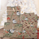 Rustikale Kraft Black Cap Chickadee Birds & Berrie Geschenkpapier Set<br><div class="desc">Kraft Papier Stil Weihnachtsverpackung für die Ferien. Geben Sie Ihren Geschenken einen rustikalen Kraftlook,  der Winterthemen wie Waldwälder,  Wintertiere,  Vögel,  Fichten,  Heilige,  Beeren und Winterwald zeigt,  die alle in schönen Aquarellen gemalt sind.</div>