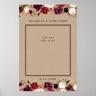 Rustikale Kraft Blumen-Foto-Requisite Selfie-Rahme Poster