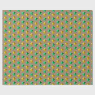 Rustikale Kraft-Bright Green Gold Stars Geschenkpapier
