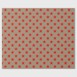 Rustikale Kraft-Bright Red Stars Geschenkpapier
