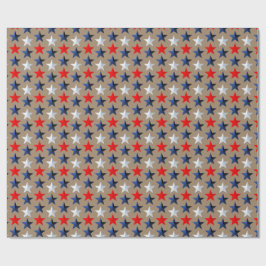Rustikale Kraft-Bright Red White & Blue Stars Geschenkpapier