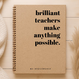 Rustikale Kraft brillante Lehrerin Retro Quote Art Notizbuch