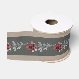 Rustikale Kraft dicke graue Mittelstreifen-Blumen Ripsband