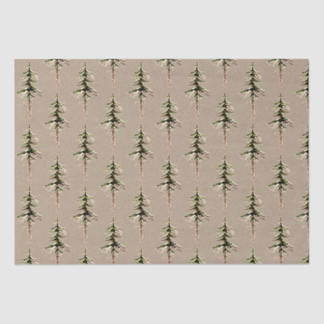 Rustikale Kraft Elegant Wald Pine Tree Seidenpapier (Vorderseite)
