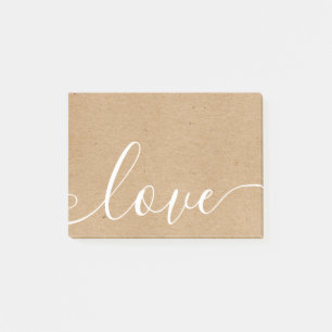 Rustikale Kraft Elegante Schrift Liebe Post-it Klebezettel