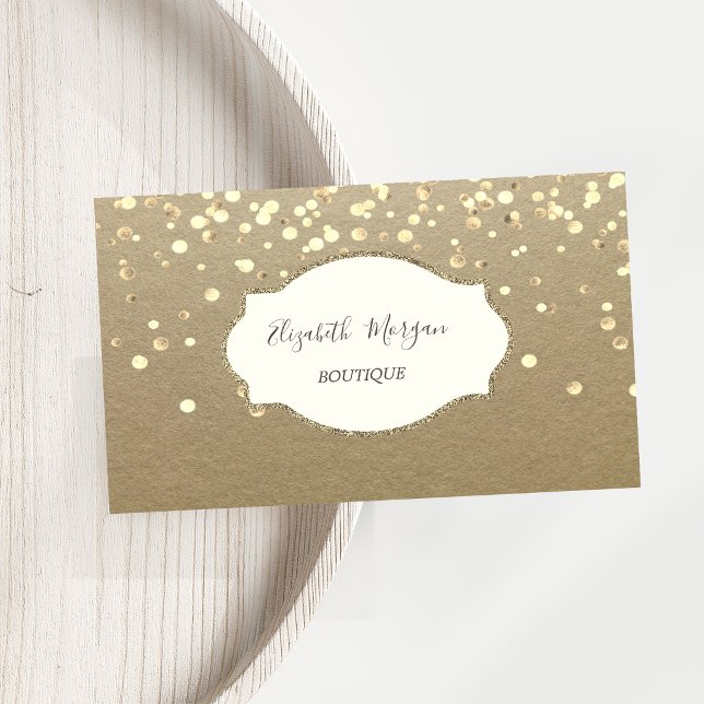 Rustikale Kraft, Frame Gold Confetti Visitenkarte (Von Creator hochgeladen)