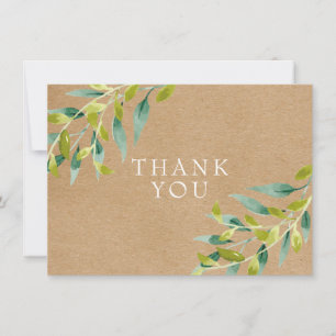 Rustikale Kraft Frische Wiesenblätter Dankeschön Dankeskarte