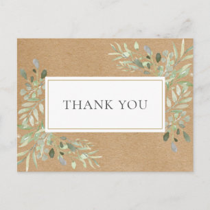 Rustikale Kraft Frühlingsblätter Geschäft Danke Postkarte